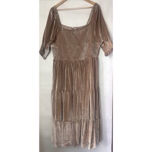 Pre-Owned Baltic Born Dress Tan Size 2XL velvet Regency Romantic Boho style